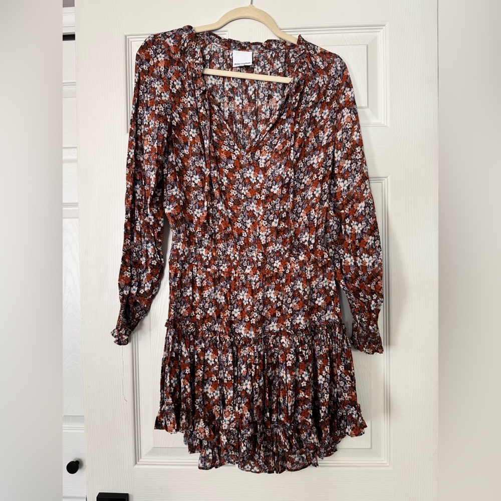 Skylar + Madison Floral Long Sleeve Dress in Brown and White
